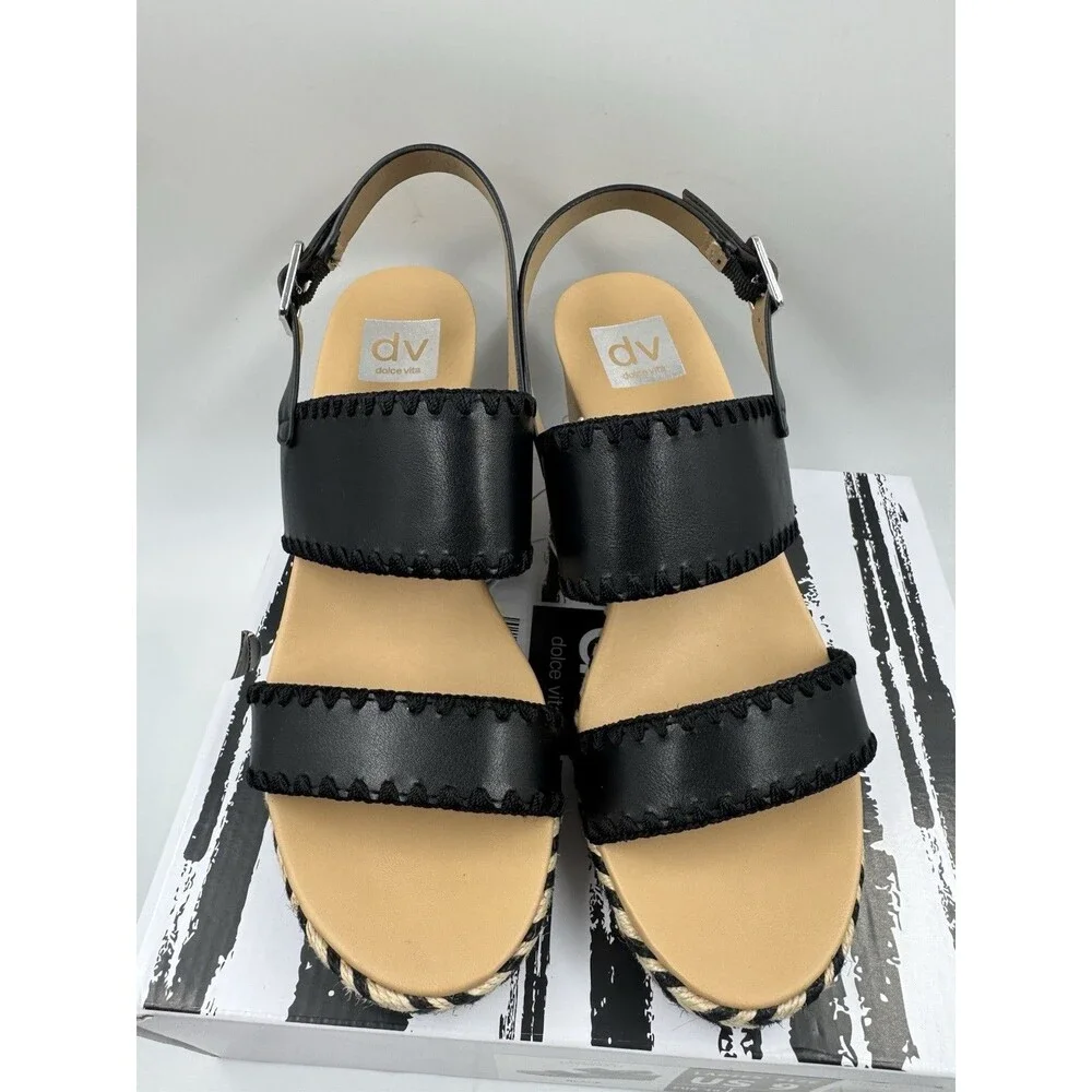 Dolce Vita Black Esmaya Espadrille Platform Wedge Sandals NEW Size 9
